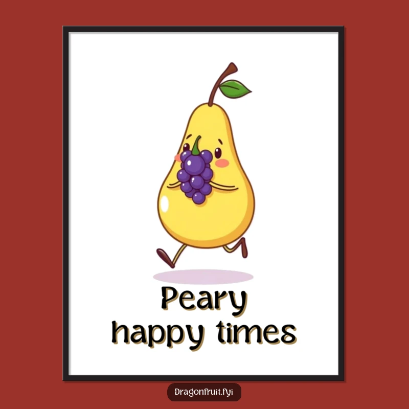 Funny Free Printable Wall Art: Pear & Grape Joy, Downloadable Decor!