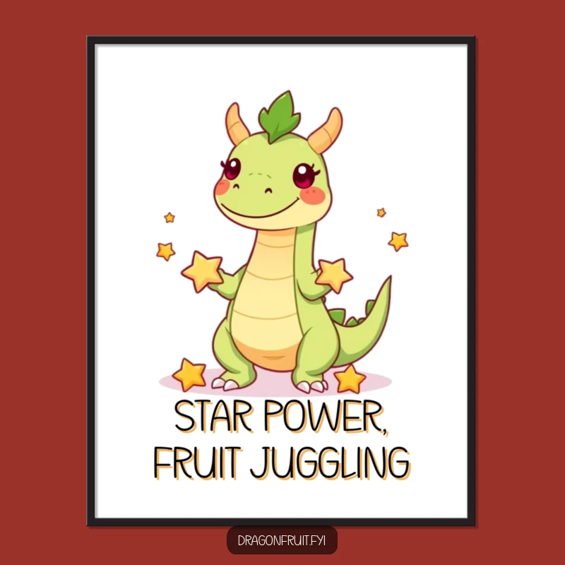 Funny Free Printable Wall Art: Dragonfruit Juggling Starfruit with Legs