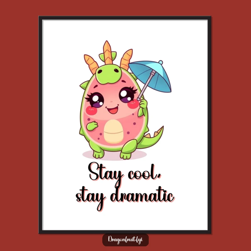 Funny Free Printable Wall Art: Fanning Dragonfruit, Tropical Home Decor Download