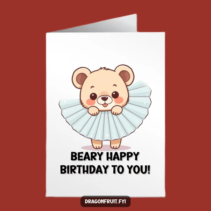 Free Printable Birthday Card: Cheerful Bear Cub, Sparkly Fan, Funny DIY Downloadable Gift