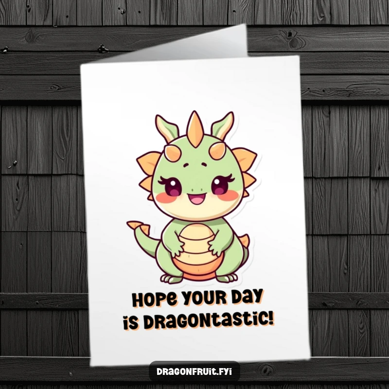 Funny Free Printable Birthday Card: A smiling dragonfruit with seed eyes beams with pride, sending happy birthday cheer.