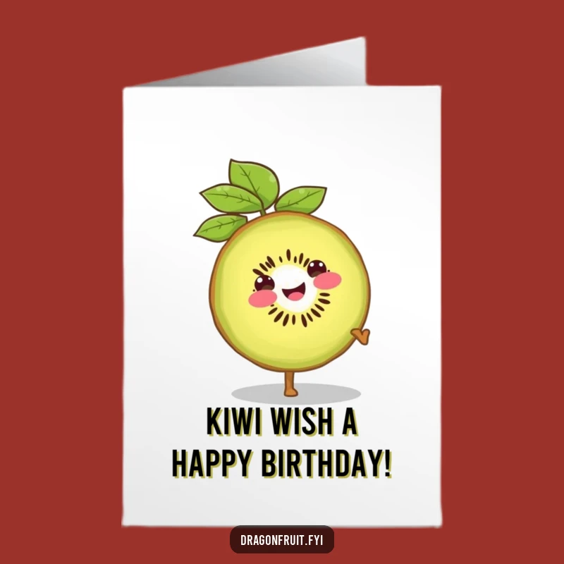 Free Printable Birthday Card: Cartwheeling Kiwi Slice