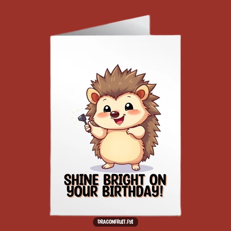 Free Printable Birthday Card: Hedgehog Pose, Spotlight, Funny DIY Downloadable Gift