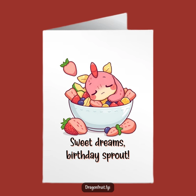 Free Printable Birthday Card: Sleepy Dragonfruit Nap, Funny Downloadable Gift