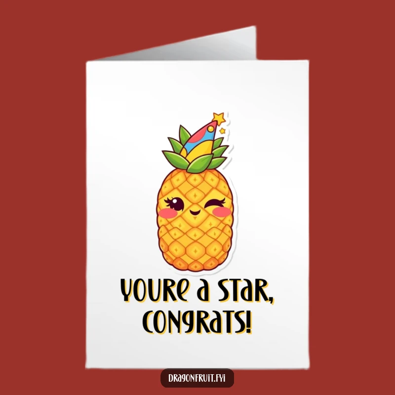 Free Printable Congrats Card: Winking Starry Pineapple