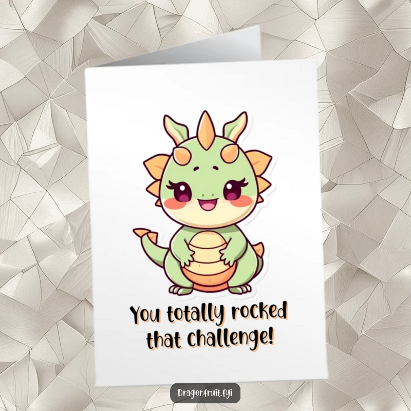 Funny Free Printable Congratulations Card: A smiling dragonfruit with seed eyes beams with pride at their wonderful accomplishment.