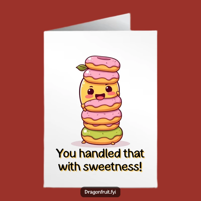Free Printable Congrats Card: Mango Donut Balance, Funny DIY Downloadable for Success
