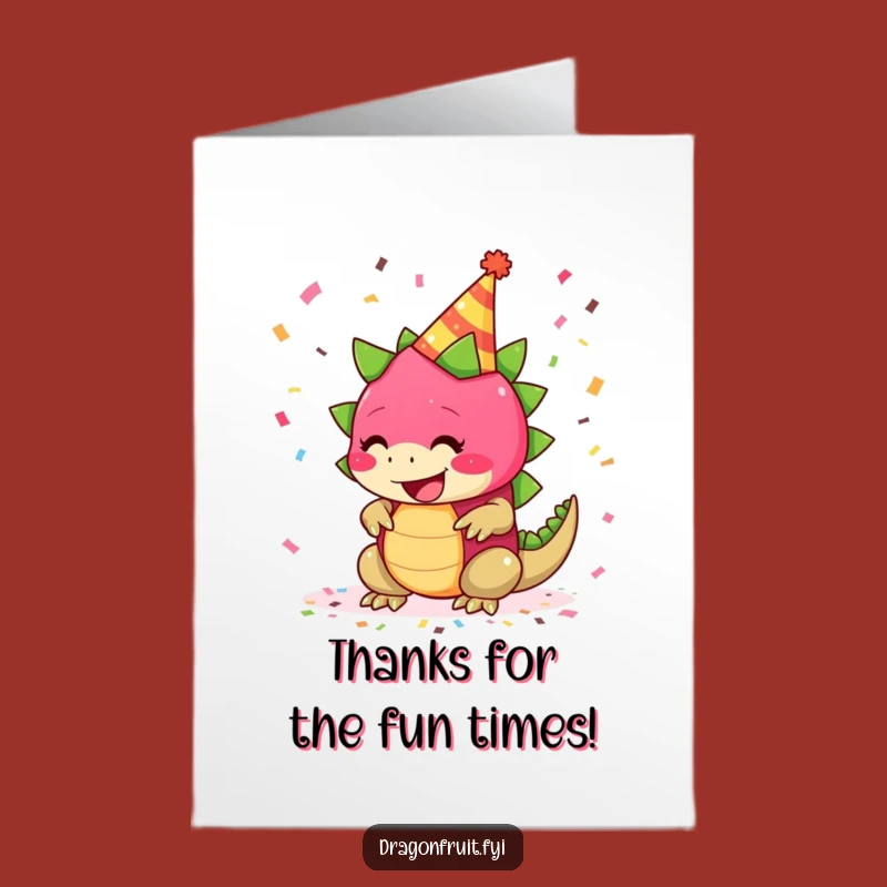 Free Printable Funny Thank You Dragonfruit Card: Party Hat & Confetti Digital Gift