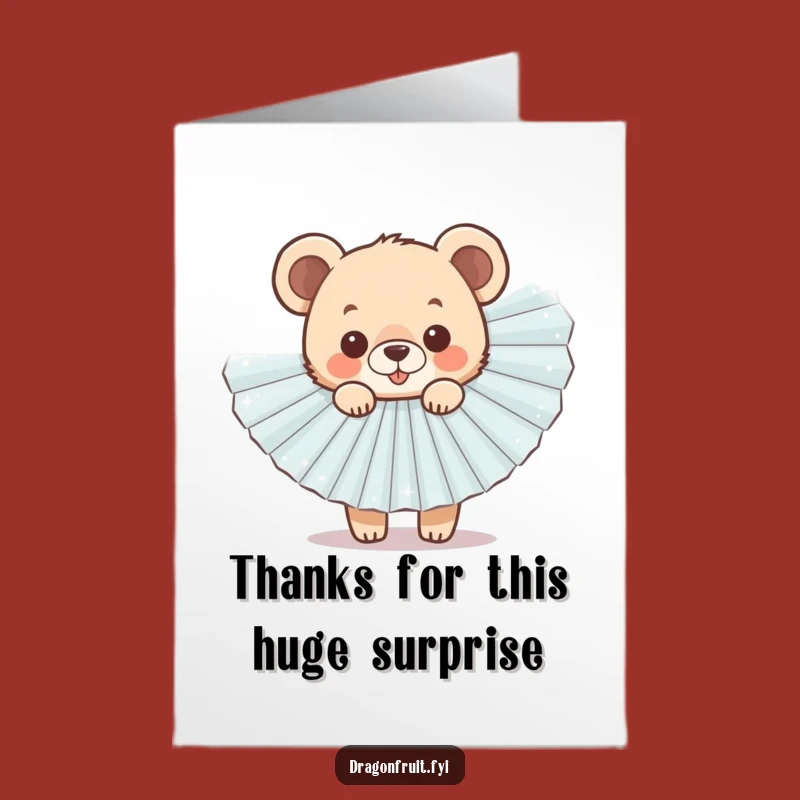 Free Printable Thank You Card: Cute Bear Cub, Sparkly Fan, Funny Downloadable Gift