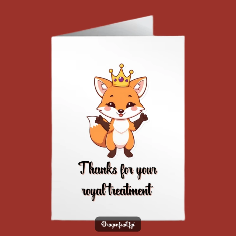 Free Printable Thank You Card: Regal Fox, Dramatic Pose, Funny Downloadable Gift for Gratitude