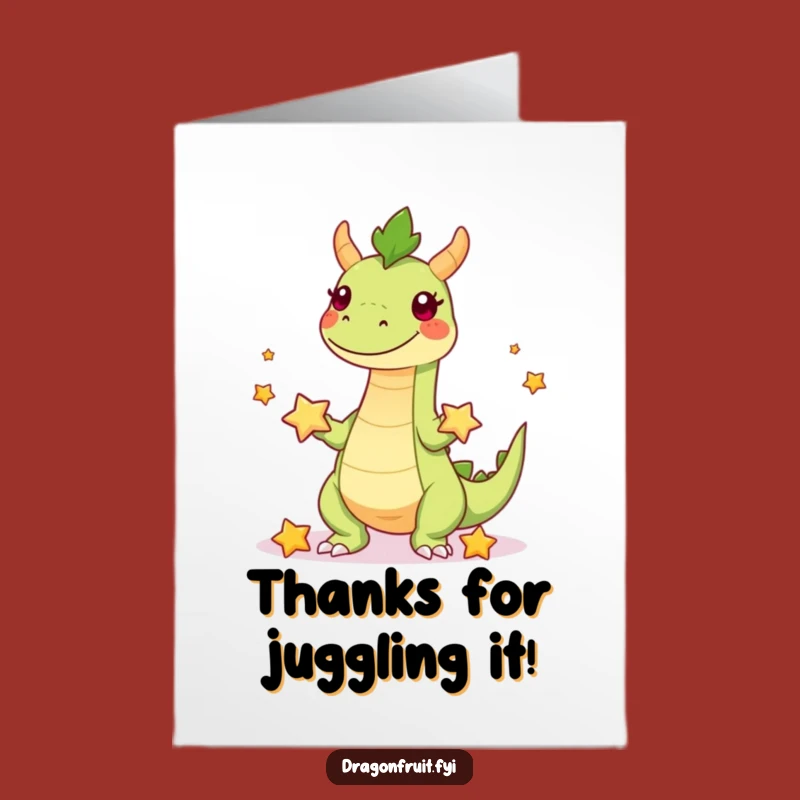 Free Printable Thank You Card: Dragonfruit's Starfruit Juggling Gratitude