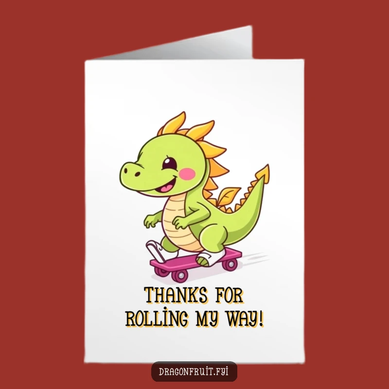 Free Printable Thank You Card: Dragonfruit Skater - Express Gratitude with Humor!