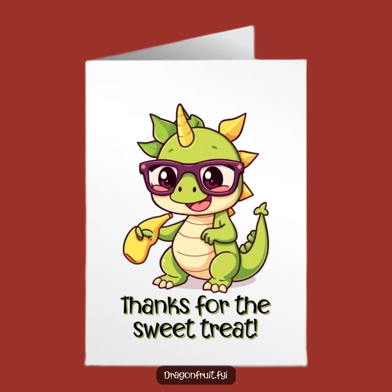 Free Printable Funny Thank You Dragonfruit Card: Glasses & Banana Split Digital Gift