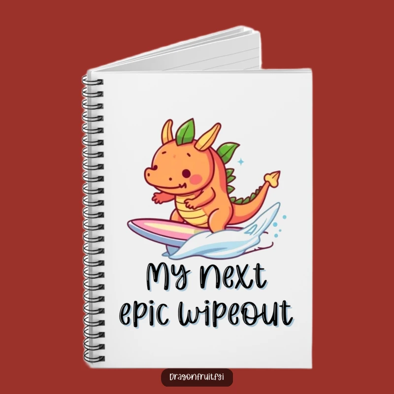 Funny Determined Dragonfruit Surf Notebook - Hilarious Tropical Fruit Journal