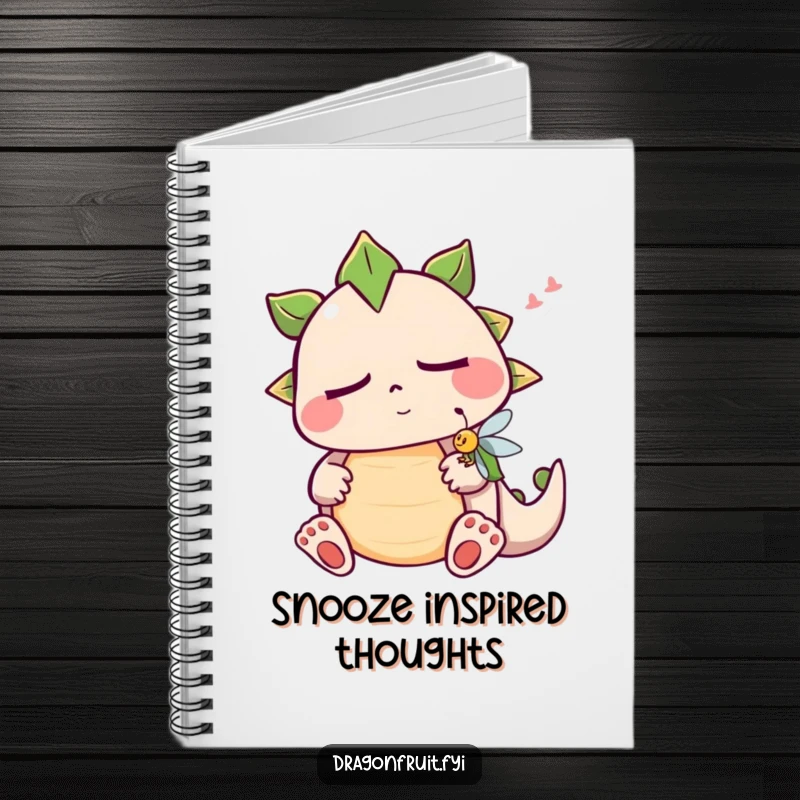 Funny sleepy dragonfruit notebook with a snoring fruit character, perfect for journaling, sketching, and capturing funny thoughts.