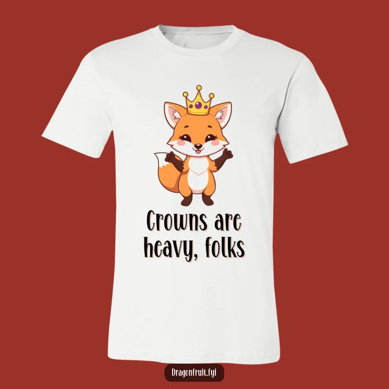 Funny Fox King T-Shirt - Playful Crowned Fox Posing for a Hilarious Outfit