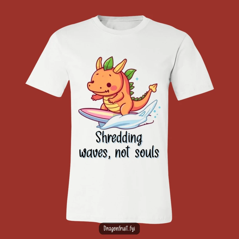 Funny Determined Dragonfruit Surf T-Shirt - Hilarious Tropical Fruit Adventure Tee
