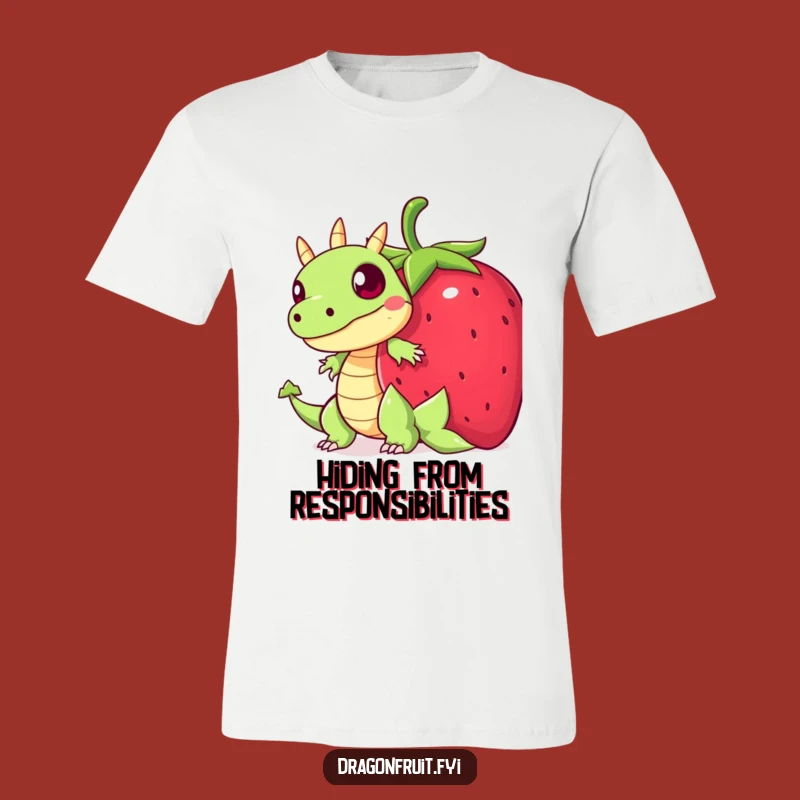 Funny Startled Dragonfruit T-Shirt: Humorous Fruit Hiding Apparel Gift