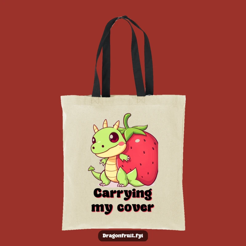 Funny Startled Dragonfruit Tote: Humorous Hiding Theme Carry-All Gift