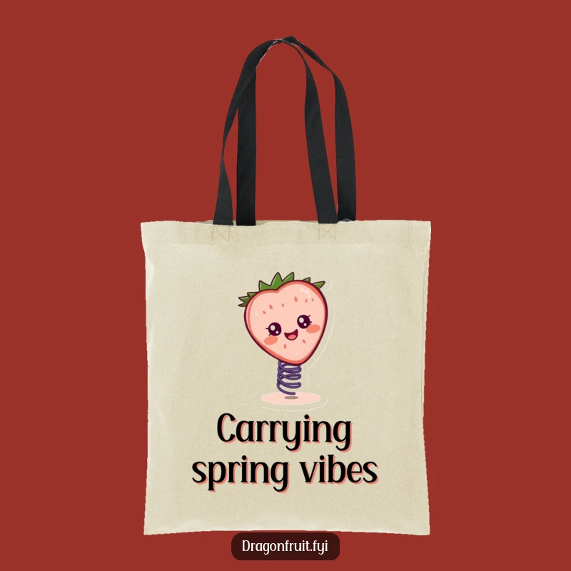 Funny Cheerful Strawberry Slice Tote Bag: Bouncy & Hilarious Carry-All
