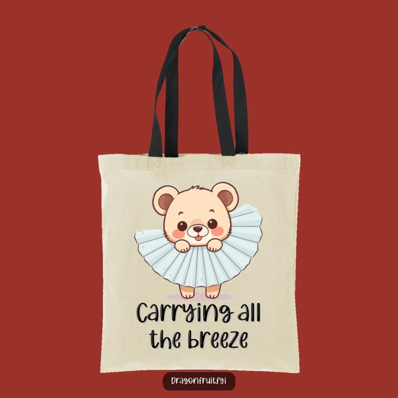 Funny Bear Cub Fan Tote Bag - Cheerful Cub for Adorable and Humorous Errands