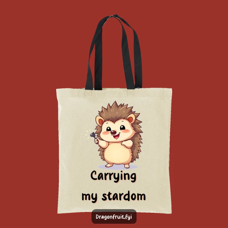 Funny Hedgehog Spotlight Tote Bag - Dramatic Hedgehog for Stylish and Humorous Errands