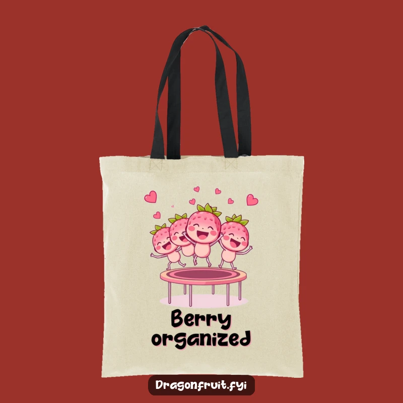 Funny Raspberry Trampoline Tote Bag - Hilarious Bouncing Berry Carryall for Daily Fun